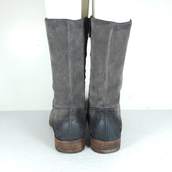 UGG Women's Caylin US 7 Gray Burnished Suede Braided Zip Riding Boots - Picture 8 of 16